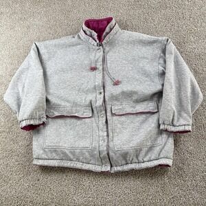 Vintage British Mist Reversible Jacket Womens Large Gray Fleece Lined Snap